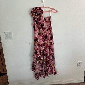 Grace Karin Women’s One Shoulder Maxi Dress 
Lined w Rose High Low

Size S
NWT